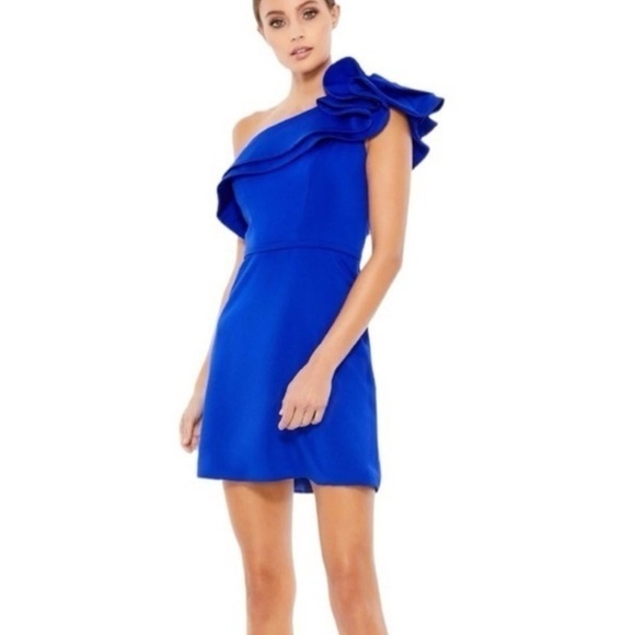 Mac Duggal 55286 Dress One Shoulder Ruffle Mini - Picture 1 of 5